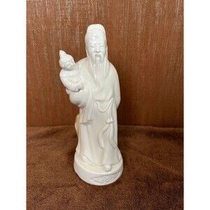 Chinese Blanc de Chine White Porcelain  9”  likely depicting Fu Lu Shou NWT